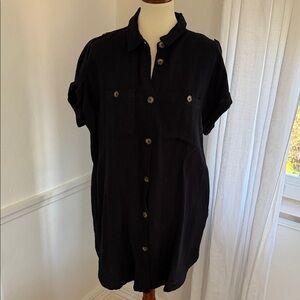 Nikki’s Beach House NBH Black Button-Up linen dress